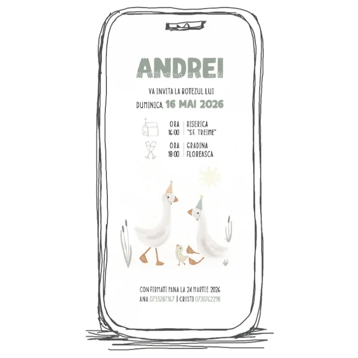 invitatie digitala botez model 02