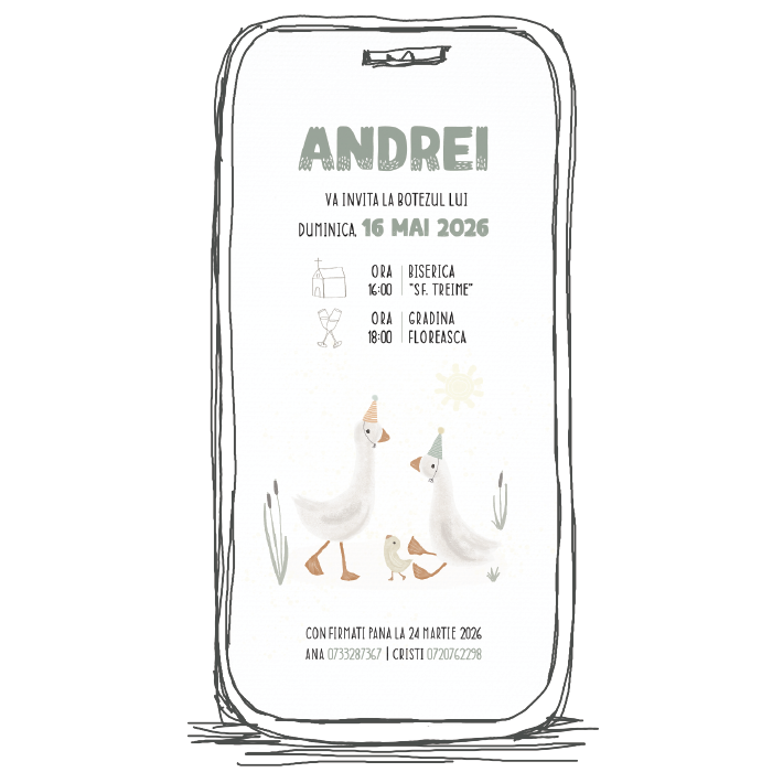 invitatie digitala botez model 02