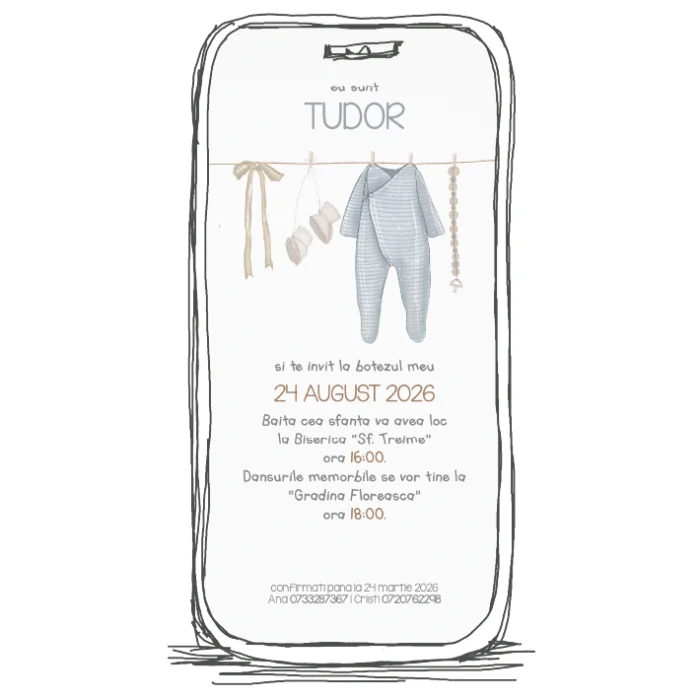 invitatie botez model B13 baiat