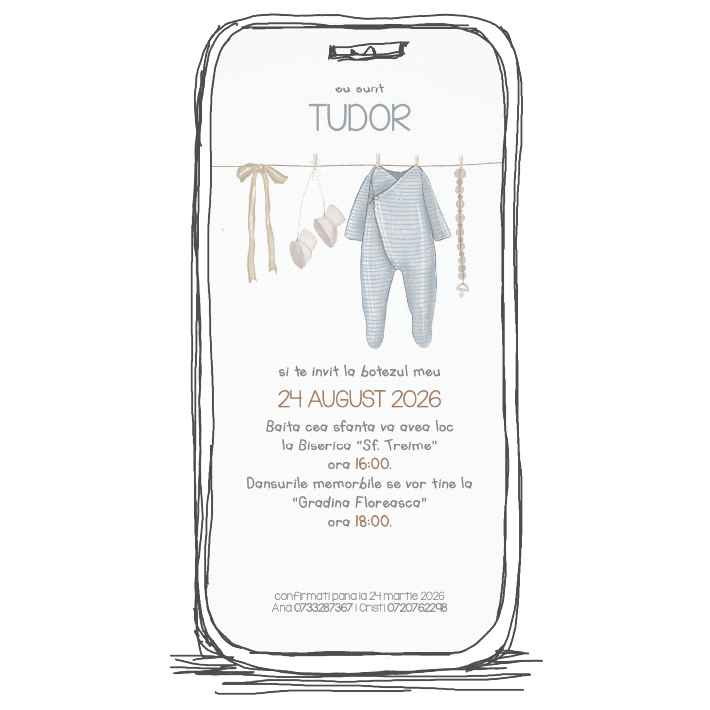 invitatie botez model B13 baiat