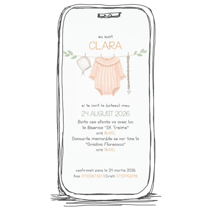 invitatie botez online digital fetite model 06