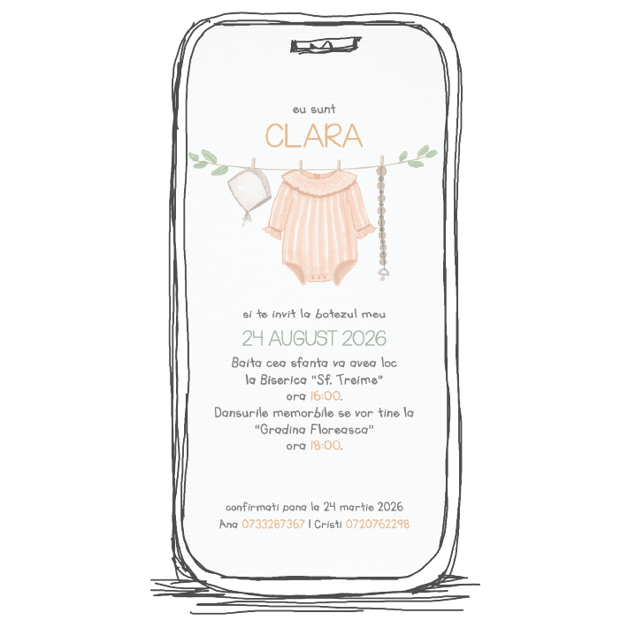 invitatie botez online digital fetite model 06