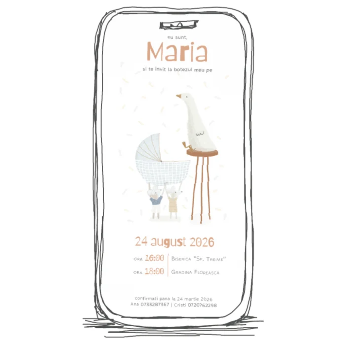 invitatie botez model B7 fata baiat