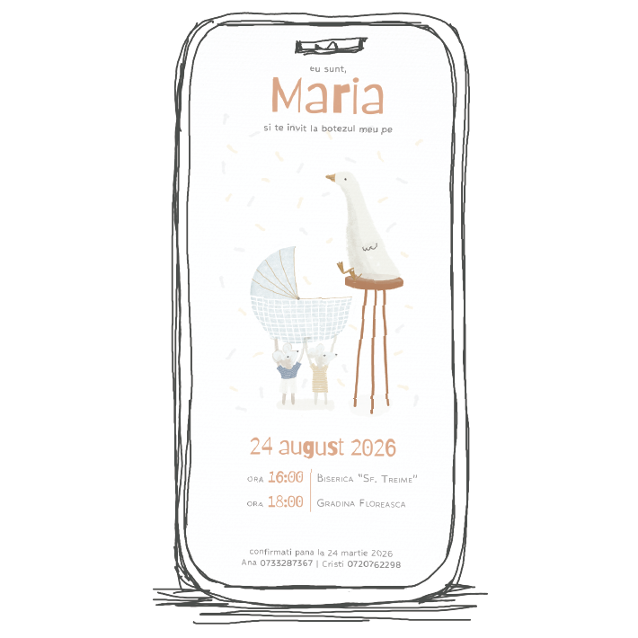 invitatie botez model B7 fata baiat