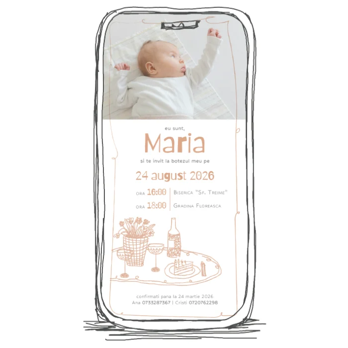 invitatie digitala botez model 12