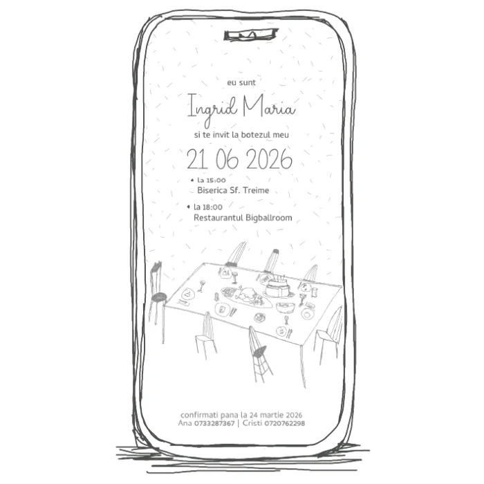invitatie digitala botez model 15