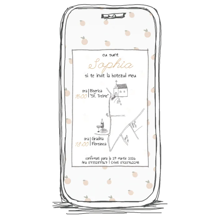 invitatie digitala botez model 16