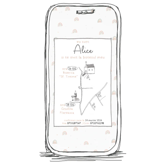 invitatie digitala botez model 18