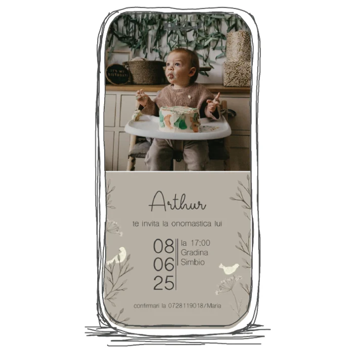invitatie zi de nastere poza model 32