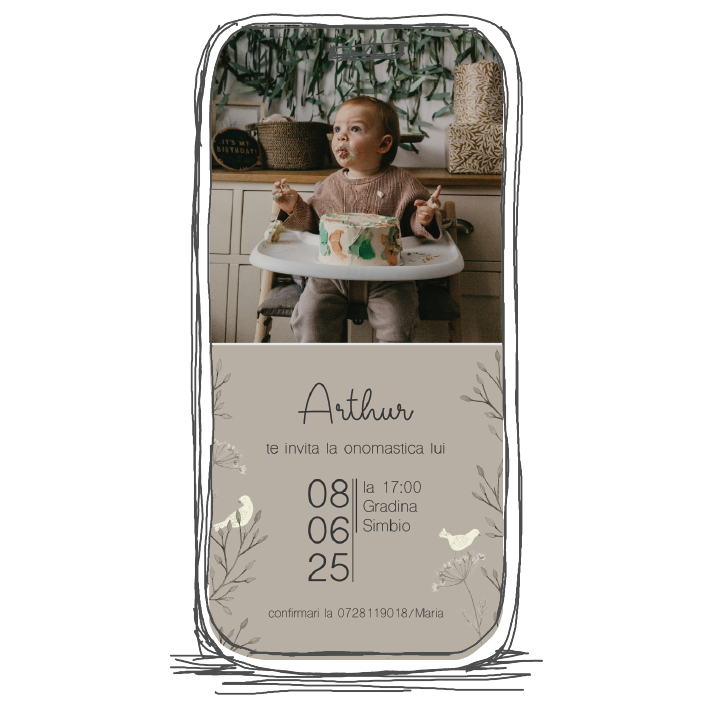 invitatie zi de nastere poza model 32