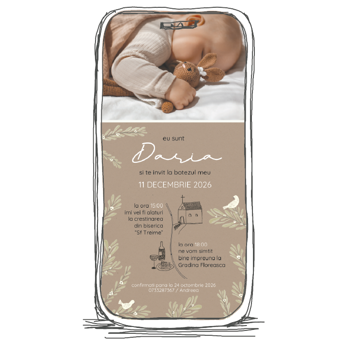 invitatie botez online digitala model B13