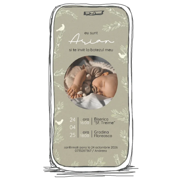 invitatie botez cu poza model b21 format digital