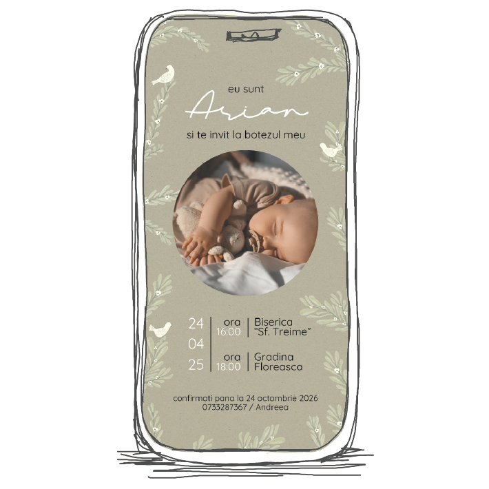 invitatie botez cu poza model b21 format digital