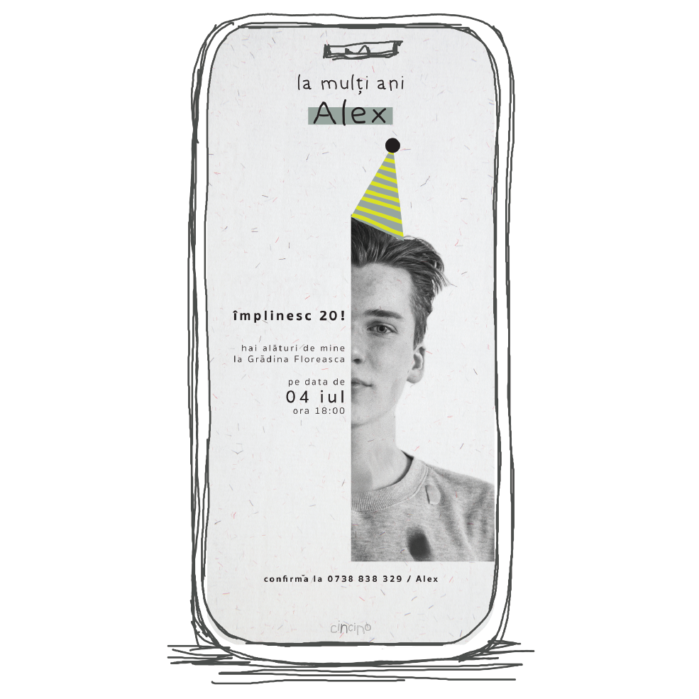 invitatie aniversare model A44 majorat M12