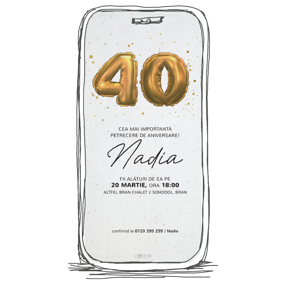 invitatie zi de nastere 40 ani Model A48