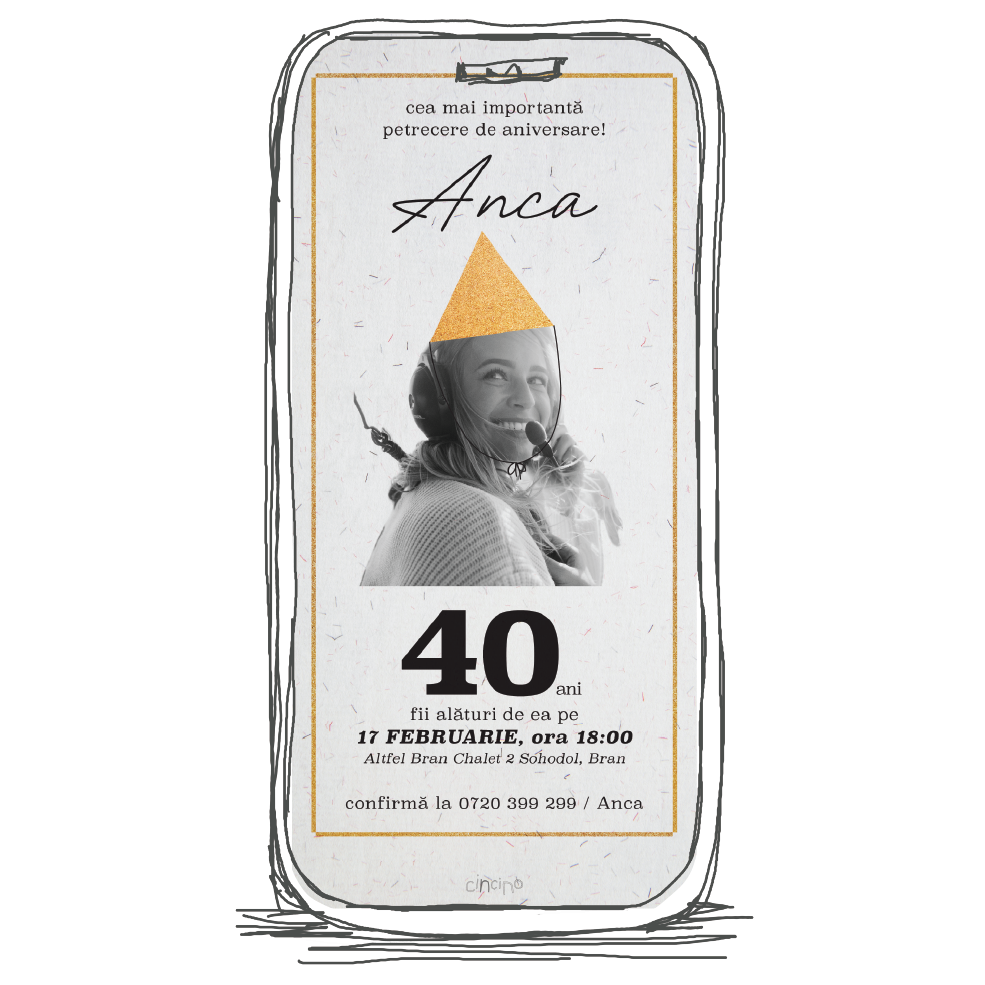 invitatie zi de nastere 40 ani cu poza Model A49