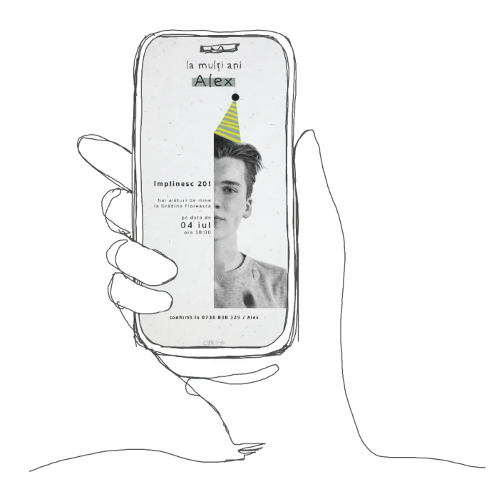 invitatie aniversare model A44 majorat M12