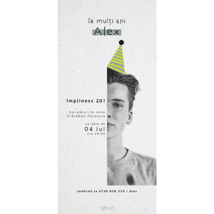 invitatie aniversare model A44 majorat M12