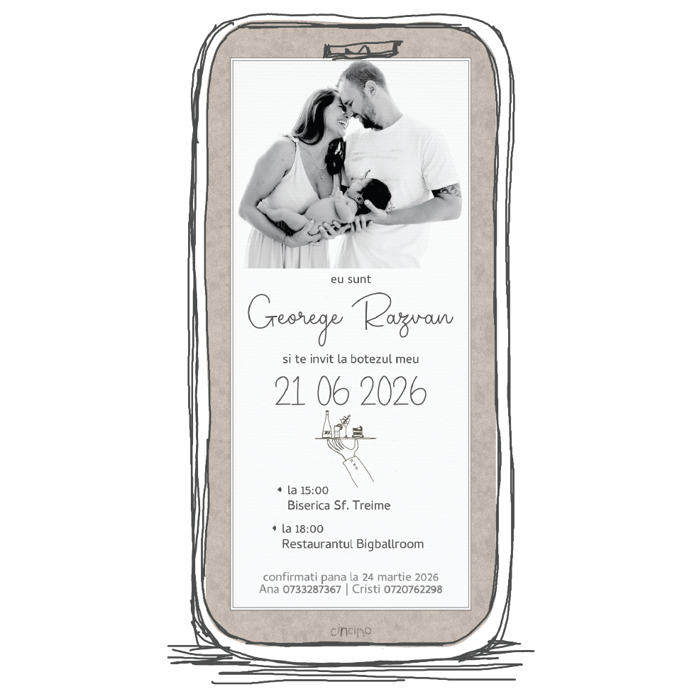 model invitatie de botez digitala si pdf cu poza b14