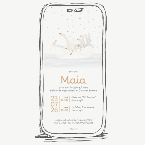 invitatie de botez digitala animata