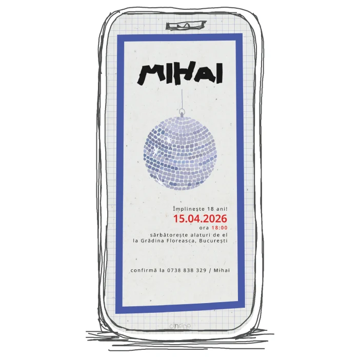 invitatie aniversare model A36 majorat model m8