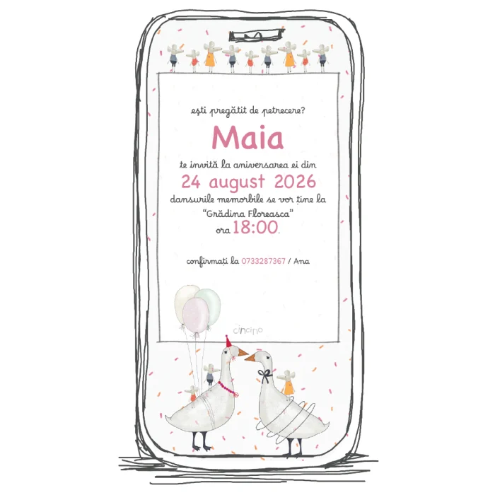 invitatie aniversare zi de nastere model A1