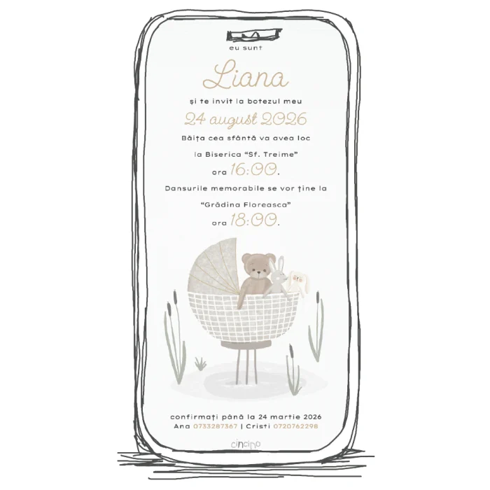 invitatie digitala botez model b10