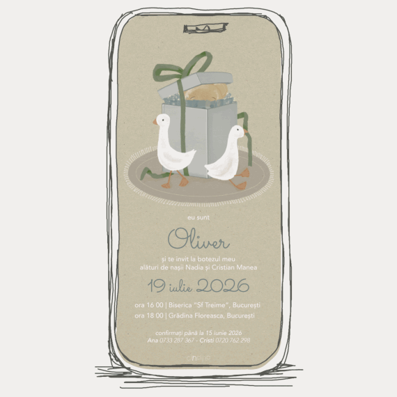 model invitatie botez animata model b25