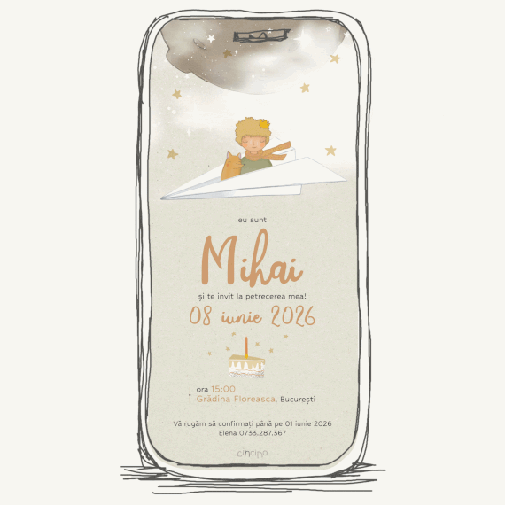 invitatie zi de nastere copii animata micul print